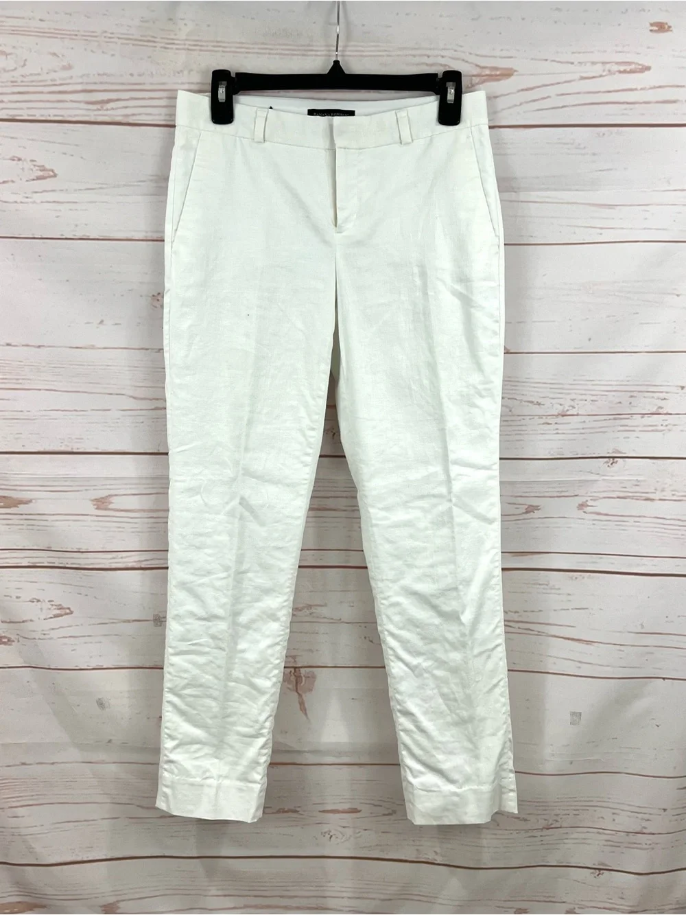 Banana Republic Avery White Linen Blend Trouser Pants